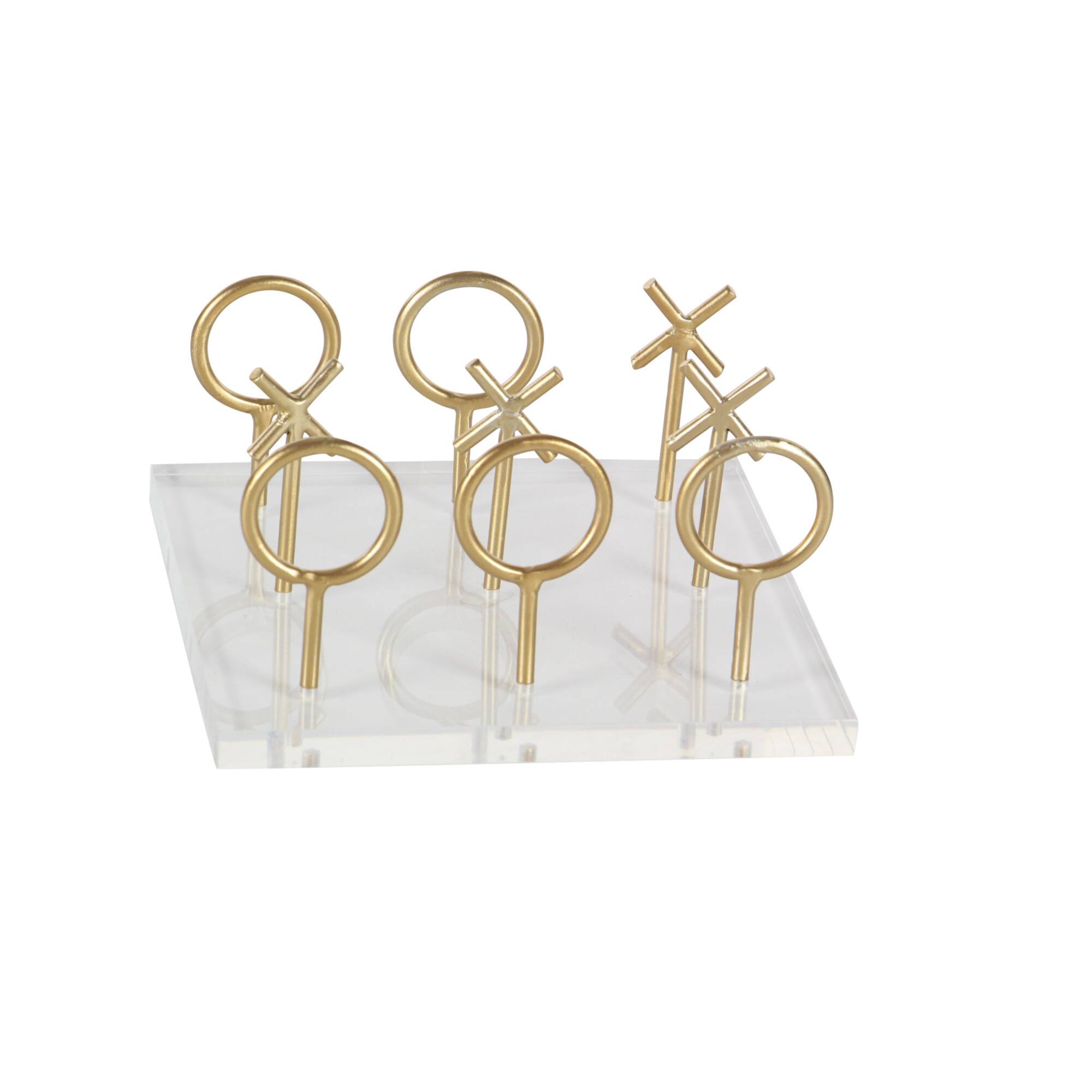 CosmoLiving by Cosmopolitan Gold & White Acrylic Glam Tic-Tac-Toe Game Set